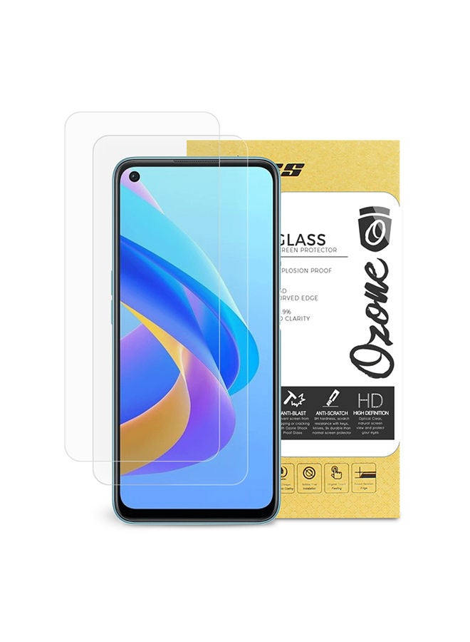 Tempered Glass for OPPO A76 Screen Protector HD Full Coverage - Pack of Two - Clear