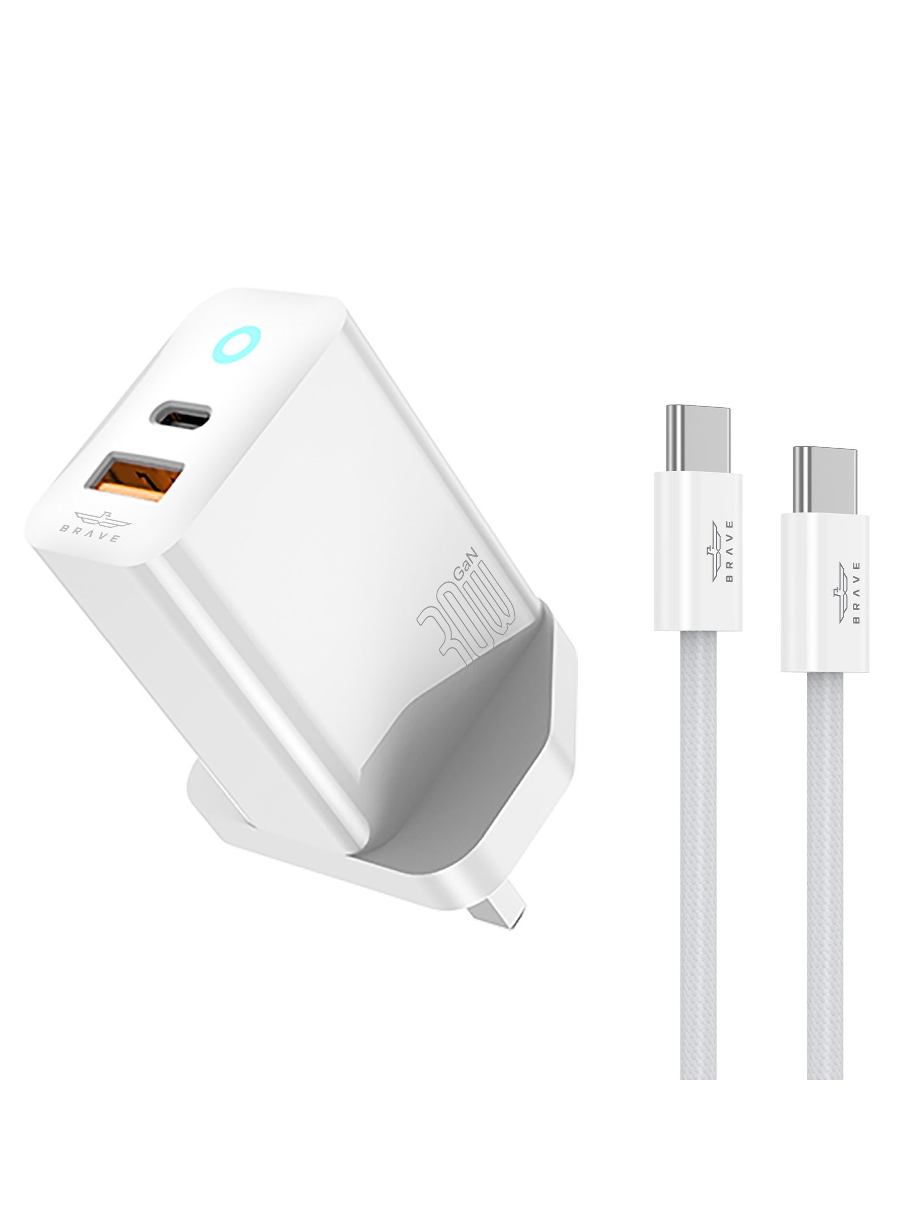 USB C Charger 30W [GaN Tech] Dual Port Charger Type C Wall Fast Charge USB Plug Mini USB-C Power Adapter for iPhone 15 Pro/Max/14/13/12/11 Series