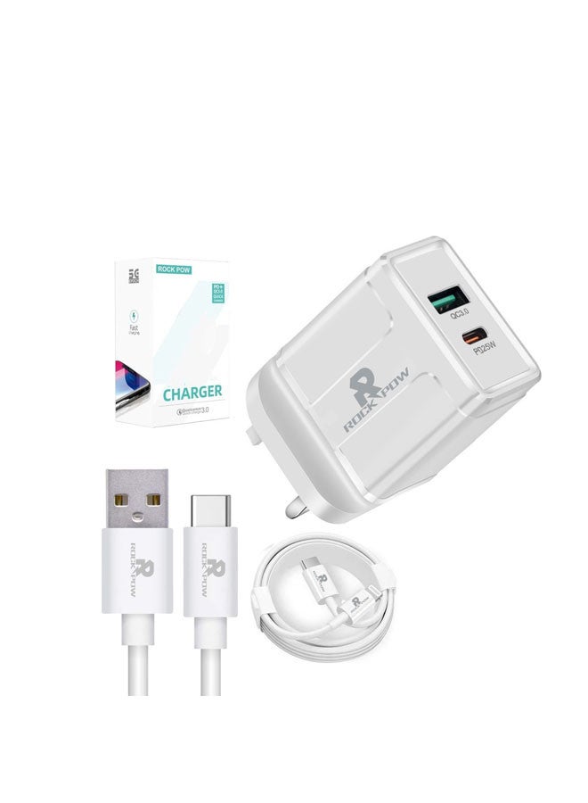 USB Type-C Charger for iPhone 13/12/11 Pro Max X/XR/XS/8/SE 2020/iPad/Samsung S20/Huawei P40/P30 White