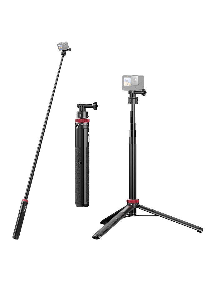 Ulanzi Go-Quick II Sports Camera Selfie Stick Tripod Magnetic Quick Release Mount Max.140cm/55in Extra Long Extension Replacement for GoPro 11/10/9/8 Insta360 Sports Cameras