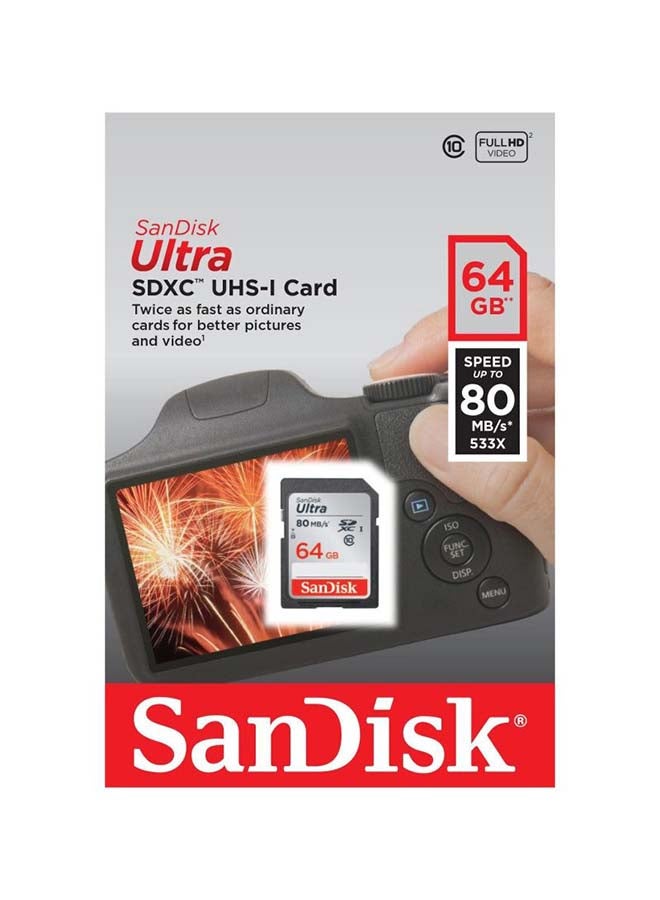 Ultra Class 10 SDXC UHS-I Memory Card Upto 80MB/s 64.0 GB