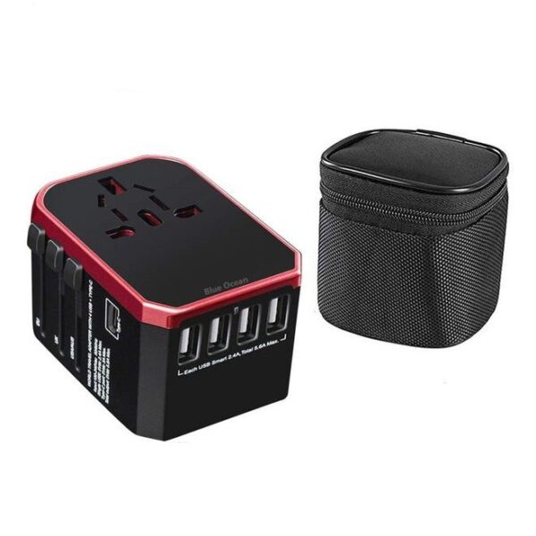 Universal Travel Adapter Red/Black