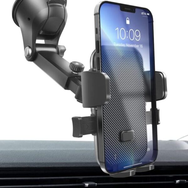 VAYMAY Car Phone Holder Dashboard Adjustable Car Mobile Stand Windshield Car Cradle Suction Compatible For iPhone 15 Pro