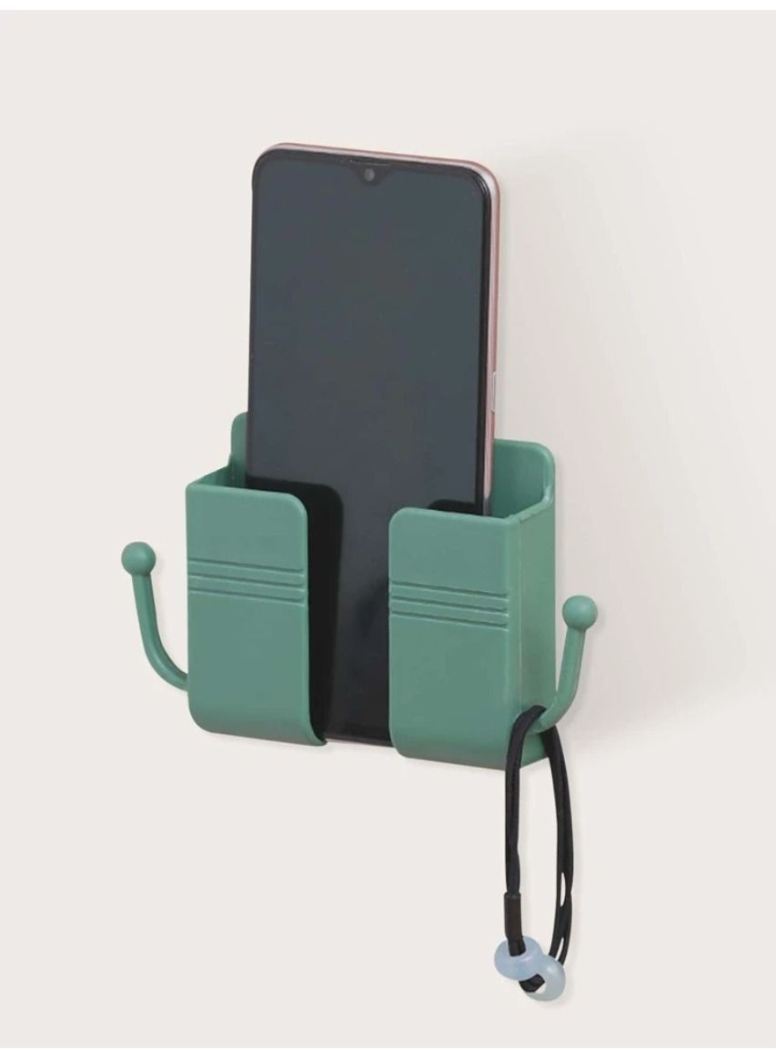 Wall Hanging Wall Mount Mobile Phone Adhesive Holder With Hooks Green