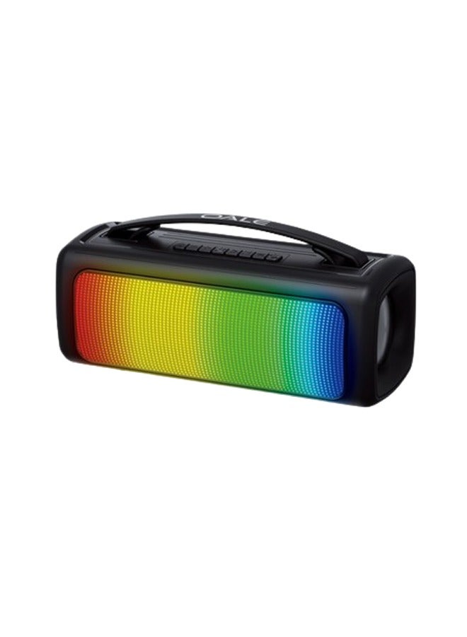 Wireless Bluetooth Speaker RGB Lighting Long Range Rechargeable Sound & Bass Carry Strap Lightweight for Home Outdoor Stereo Black